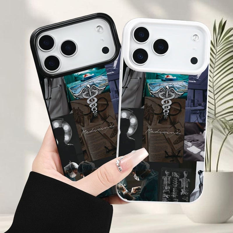 White Phone Case For iPhone 11 Medical Collage Design Luxurious Elegant UV Printing Resistant Yellowing Dirt Stylish Trendy - Image 1