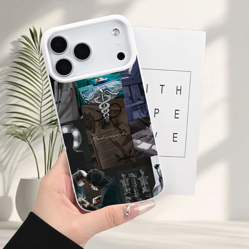 White Phone Case For iPhone 11 Medical Collage Design Luxurious Elegant UV Printing Resistant Yellowing Dirt Stylish Trendy - Image 4