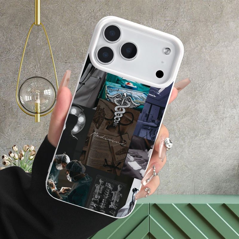 White Phone Case For iPhone 11 Medical Collage Design Luxurious Elegant UV Printing Resistant Yellowing Dirt Stylish Trendy - Image 3