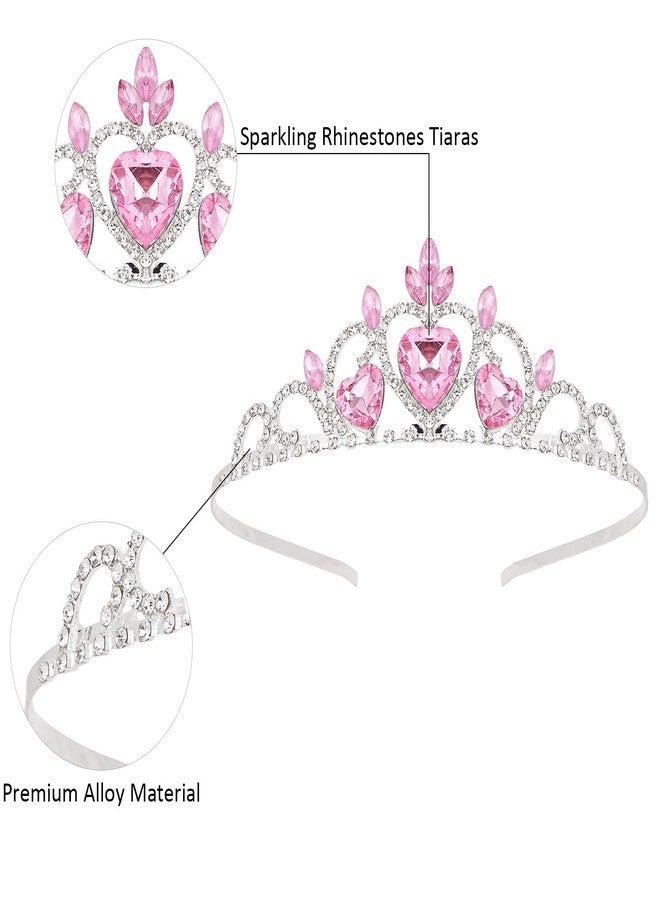 ANBALA Princess Crown Pink Rhinestone Tiaras for Women Girls Crystal Tiaras for Birthday Prom, Halloween - Image 3