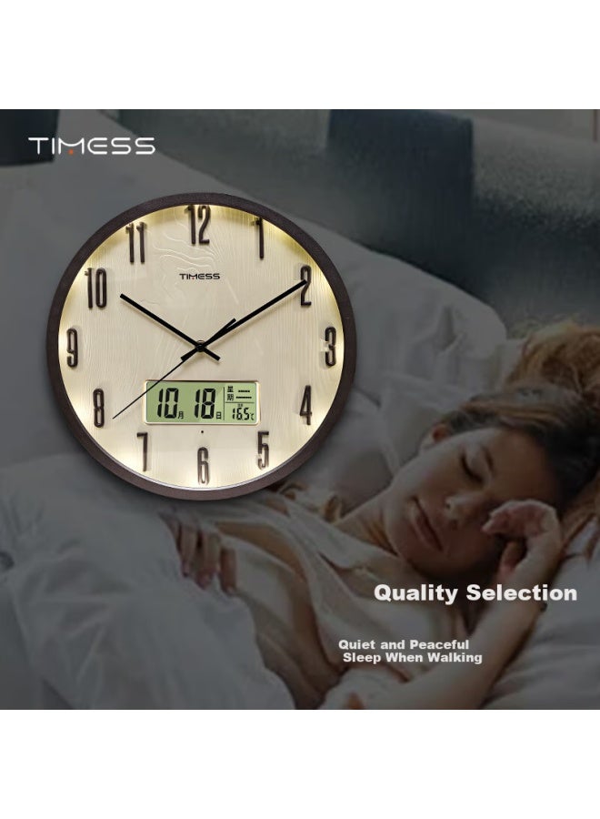 Timess Wall Clock Living Room Home Use Perpetual Calendar Clock Smart Luminous Fashion Wall-mounted Quartz Clock 36cm - Image 3
