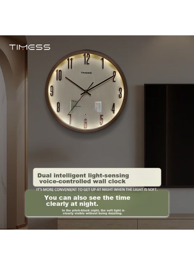 Timess Wall Clock Living Room Home Use Perpetual Calendar Clock Smart Luminous Fashion Wall-mounted Quartz Clock 36cm - Image 1