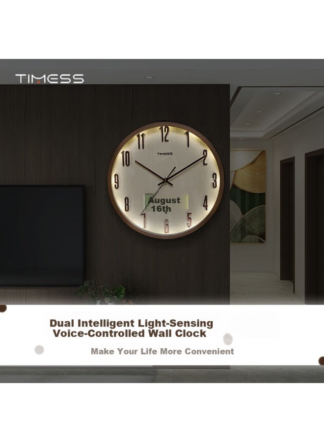 Timess Wall Clock Living Room Home Use Perpetual Calendar Clock Smart Luminous Fashion Wall-mounted Quartz Clock 36cm - Image 4