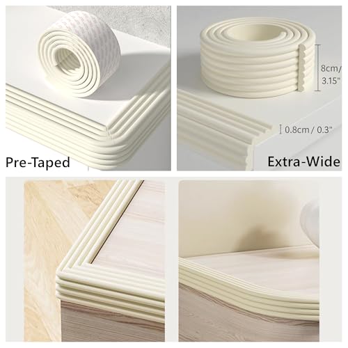 M2cbridge Multifunctional Edge and Corner Guard Coverage Baby Safety Bumper DIY 6.5 Ft (Rice White (6.5ft x 2)) - Image 2