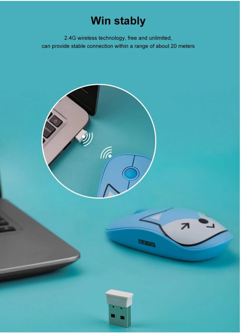 فد - ماوس لاسلكي مع جهاز استقبال نانو USB 2.4 جيجا هرتز، نقرة صامتة، مع لوحة ماوس 1600 نقطة في البوصة، 3 أزرار، التوصيل والتشغيل، تصميم نحيف وخفيف الوزن للحمل - Image 1