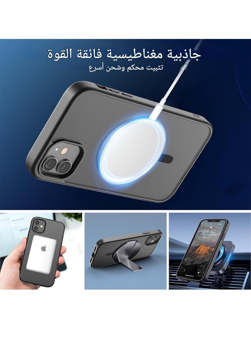 WRISTWISE غطاء حماية لهاتف آيفون 12 (متوافق مع ماج سيف) (حماية من السقوط بدرجة عسكرية) غطاء هاتف شفاف غير لامع مقاوم للصدمات، أسود - Image 4