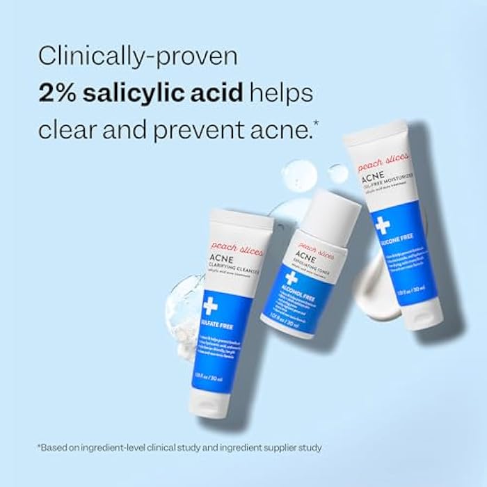 Peach Slices - 3-Step Acne Starter Kit (3 Products) - Skin Care Set - 1 Toner, 1 Cleanser, 1 Oil Free Moisturizer - 2% Salicylic Acid & Botanicals - Vegan & Cruelty Free - Korean Skin Care & Beauty - Image 4