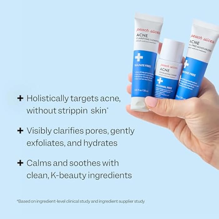 Peach Slices - 3-Step Acne Starter Kit (3 Products) - Skin Care Set - 1 Toner, 1 Cleanser, 1 Oil Free Moisturizer - 2% Salicylic Acid & Botanicals - Vegan & Cruelty Free - Korean Skin Care & Beauty - Image 2