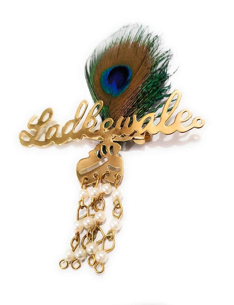 SHOPOBUDDY Brooch Ladkewale with Peacock Feather Wedding Accessories(Pack of 20) - Image 2