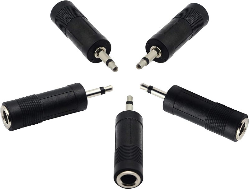 zdyCGTime 3.5mm to 6.35mm Adapter 3.5mm Mono 1/8 inch Audio Male to 6.35mm 1/4 inch Female Mic Plug Adapter Jack Converter(5 Packs) - Image 1