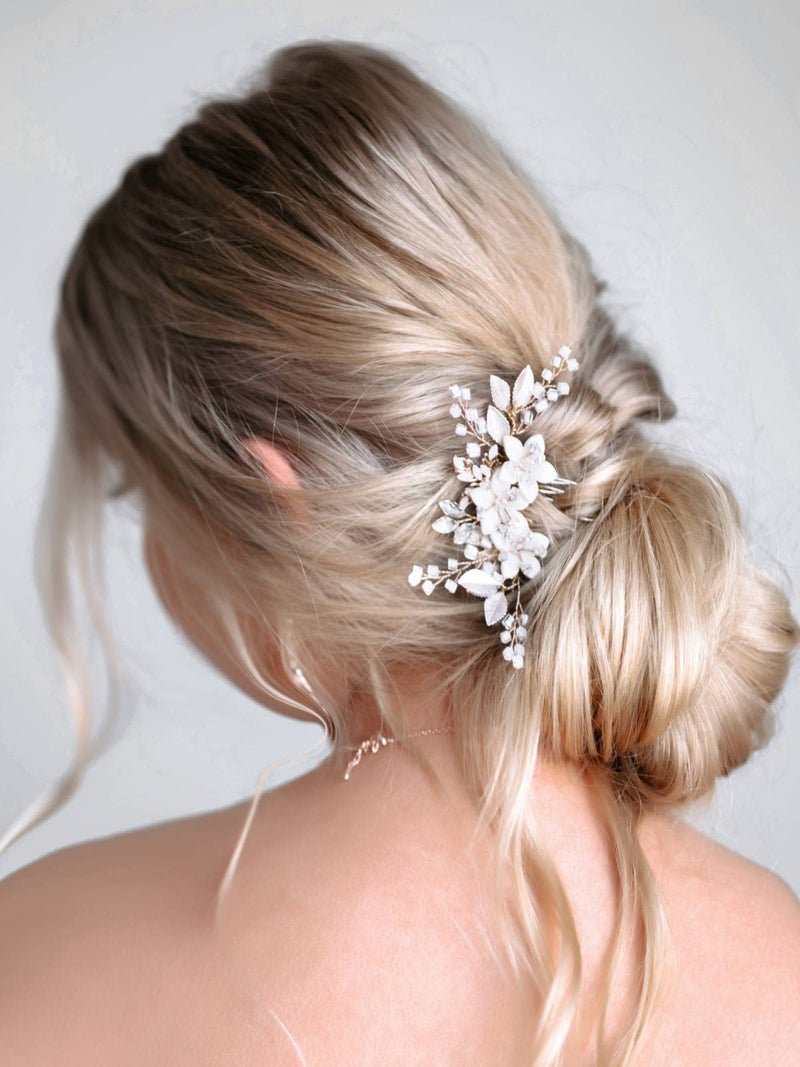 SWEETV Wedding Hair Comb Clip Bridal Crystal Wedding Hair Accessories for Brides and Bridesmaid, Gold - Image 3