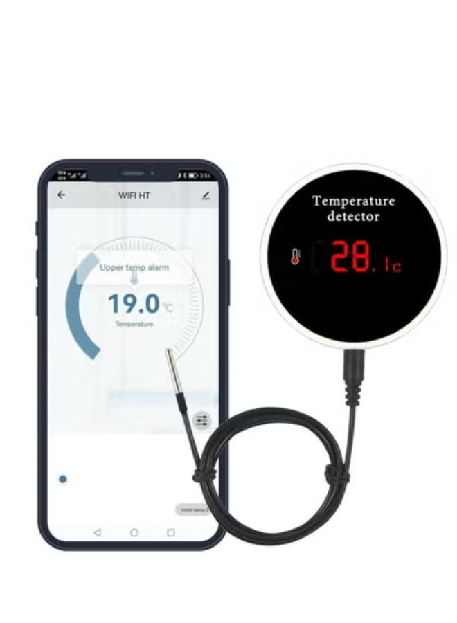 AROAQ Tuya WiFi Temperature Sensor with Waterproof External Probe, Intelligent Temperature Monitor with Backlight, LCD Display, Rechargeable Battery, Fridge, Aquarium - Image 1