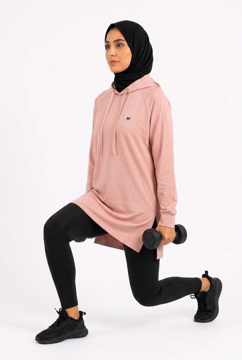 Moveletix Women's Training Top Hooded Pink Soft - Image 4