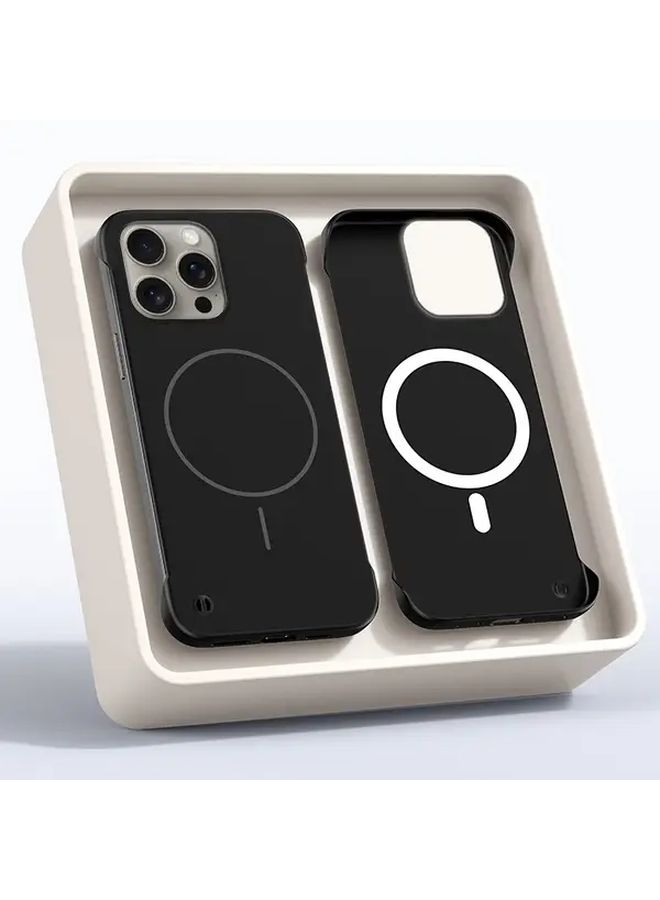 Black Magnetic Phone Case For IPhone 15 With Solid Color Borderless Design And Wireless Charging - Image 3