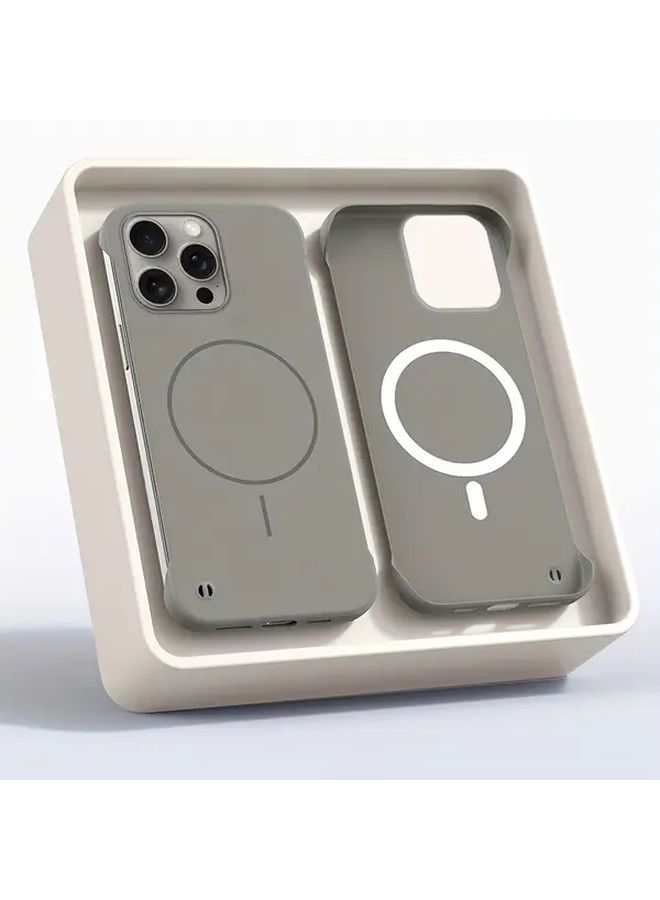 Black Magnetic Phone Case For IPhone 15 With Solid Color Borderless Design And Wireless Charging - Image 2