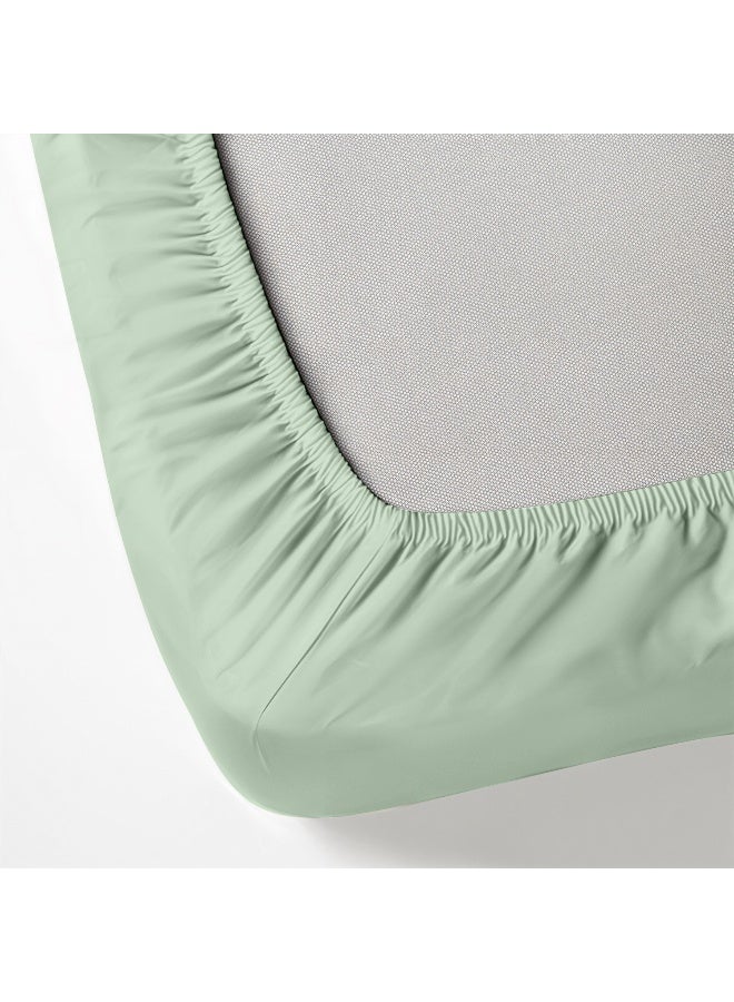 Rest 3-Piece Mint Green Plush 120x200+25cm Fitted Bedsheet Set Includes 1 Deep Pocket Fitted Bedsheet and 2 Pillow Covers, Breathable and Machine Washable  - Image 3