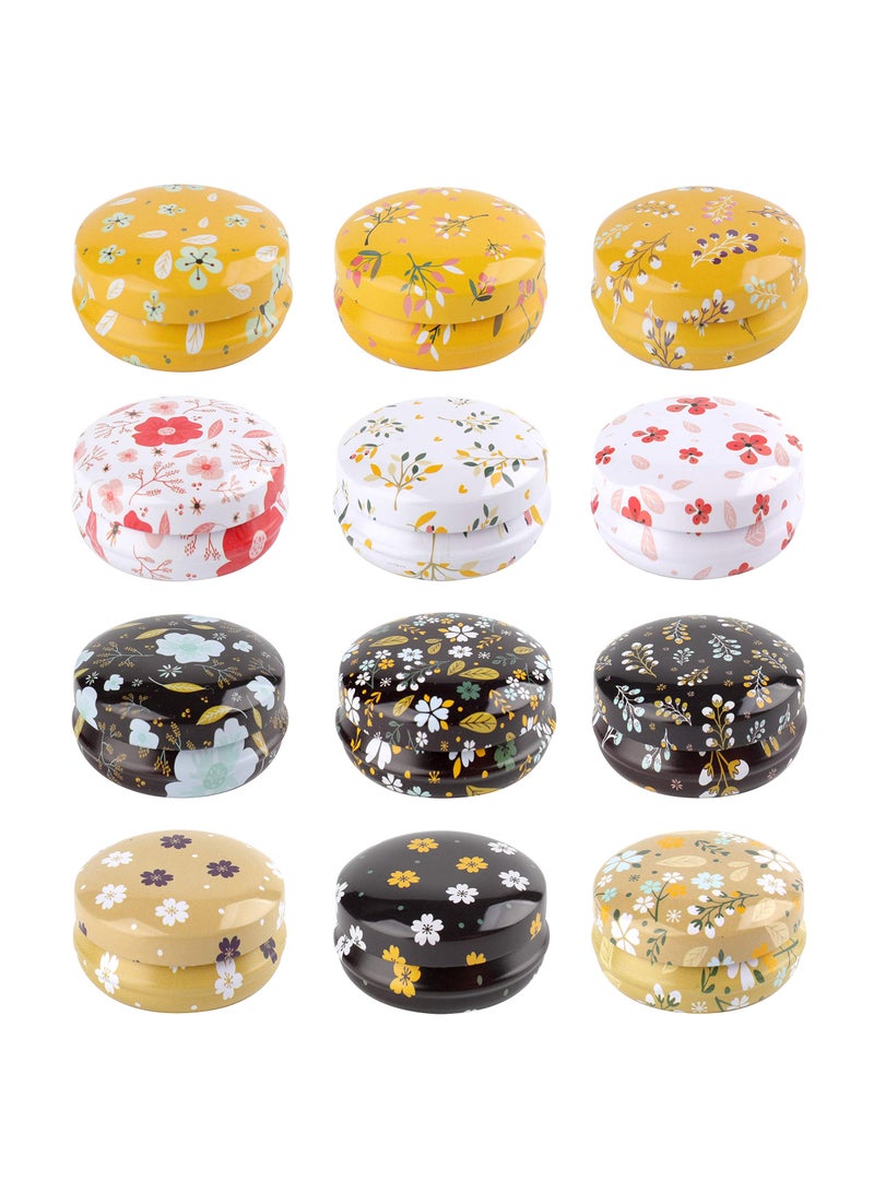 سيوسي 12 عبوة من علب علب فارغة مستديرة للشموع على شكل زهرة علب صغيرة للسفر سعة 20 مل زجاجة حاوية قابلة لإعادة الملء لمسحوق ظلال العيون مرهم الشفاه - Image 1