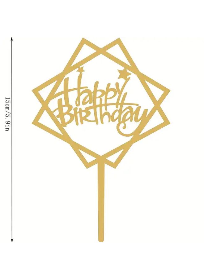 Rose Red 6pcs Golden Birthday Cake Toppers For Baby Shower Dessert Table Halloween Christmas Party Decorations - Image 4