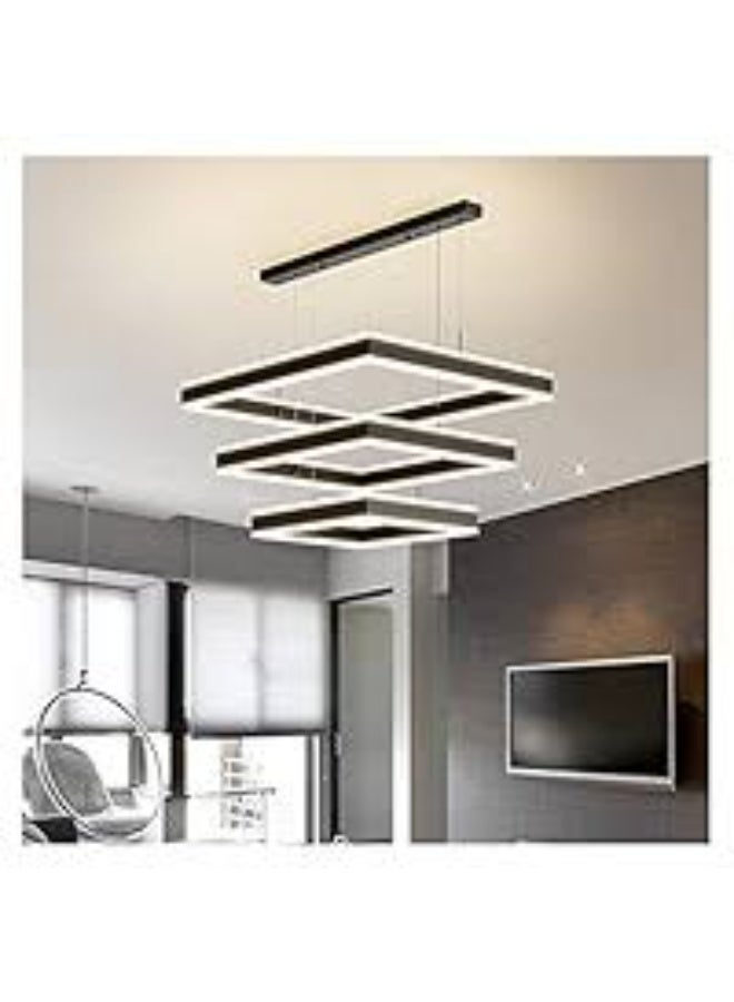 ALMIFTAH Modern Geometric LED Chandelier – Adjustable Rectangle Pendant Ceiling Light with Dimmable Illumination for Living Room, Dining Room, Office, and Hotel Interiors – Contemporary Minimal Design - Image 2