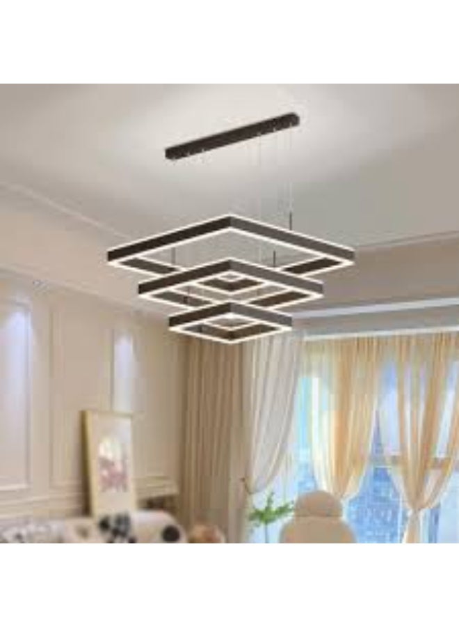 ALMIFTAH Modern Geometric LED Chandelier – Adjustable Rectangle Pendant Ceiling Light with Dimmable Illumination for Living Room, Dining Room, Office, and Hotel Interiors – Contemporary Minimal Design - Image 3