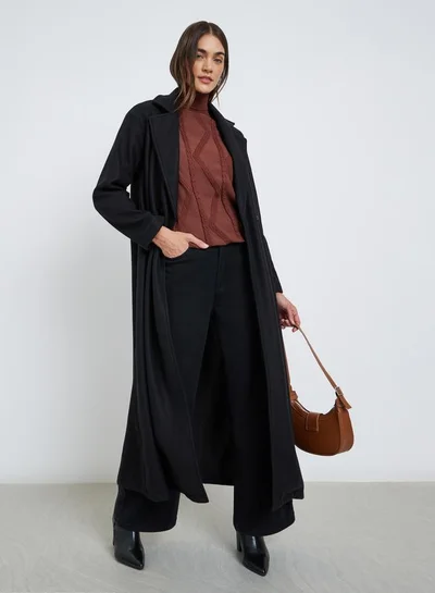 Styli Styli Women Black Wool Look Maxi Coat
