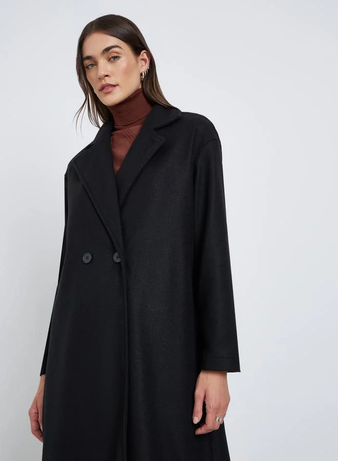 Styli Styli Women Black Wool Look Maxi Coat