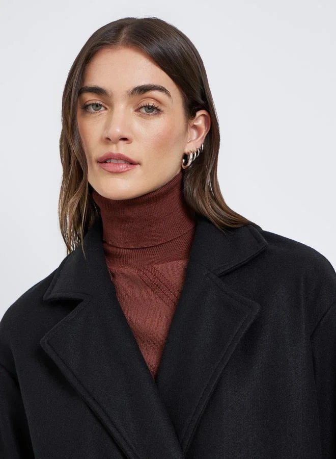 Styli Styli Women Black Wool Look Maxi Coat