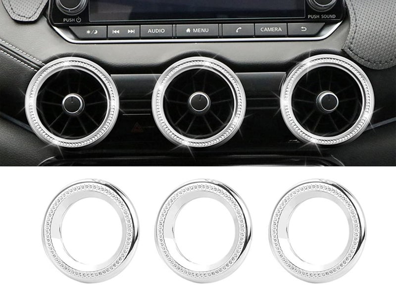 CONGCONG Bling Crystal Shiny AC Vent Rings for Nissan Sentra - Image 1