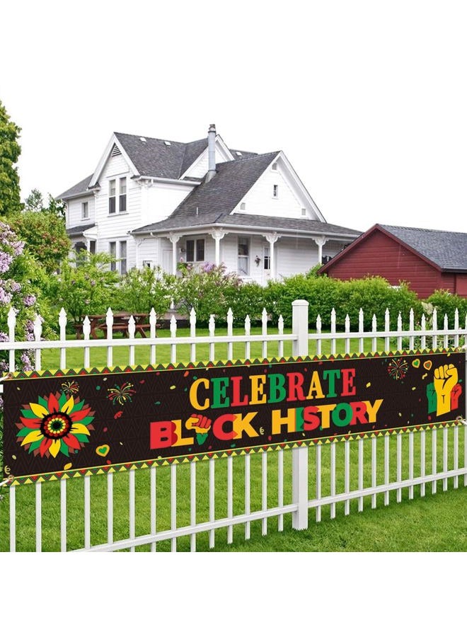 FHGG Black History Month Backdrop Decorations Banner Celebrate Black History Bunting Photography Supplies African American Party Garland African BHM Worthwhile Afro Party Supplies - Image 1
