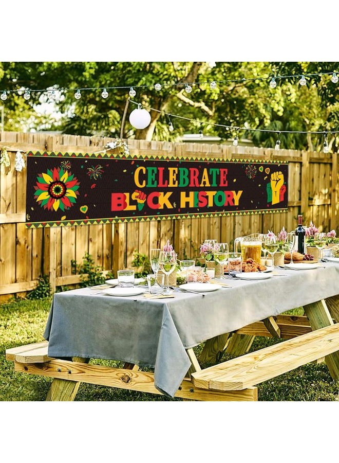 FHGG Black History Month Backdrop Decorations Banner Celebrate Black History Bunting Photography Supplies African American Party Garland African BHM Worthwhile Afro Party Supplies - Image 5