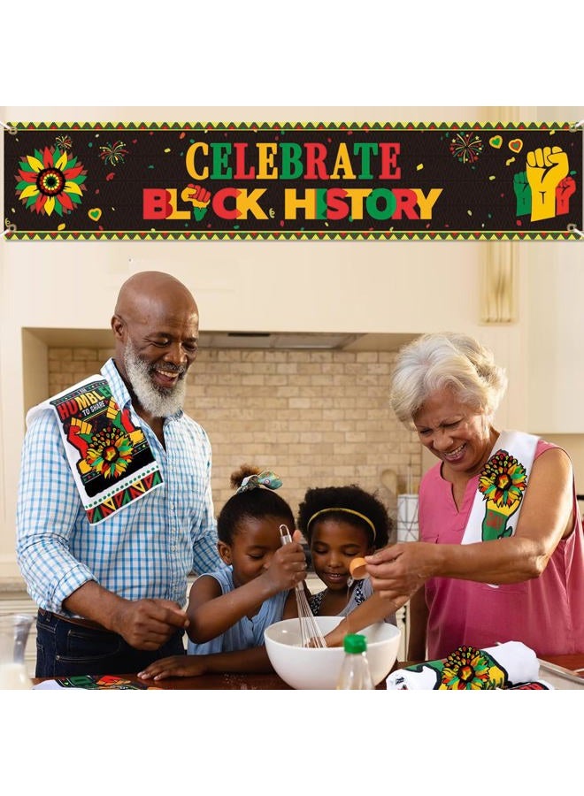 FHGG Black History Month Backdrop Decorations Banner Celebrate Black History Bunting Photography Supplies African American Party Garland African BHM Worthwhile Afro Party Supplies - Image 4