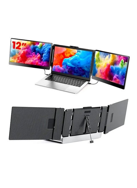 12-Inch Mini Portable Monitor with FHD 1080P IPS Display, Dual USB-C, HDMI, Ultra-Slim Screen with Built-in Speakers – Lightweight Travel Display for Laptop, Phone, Console