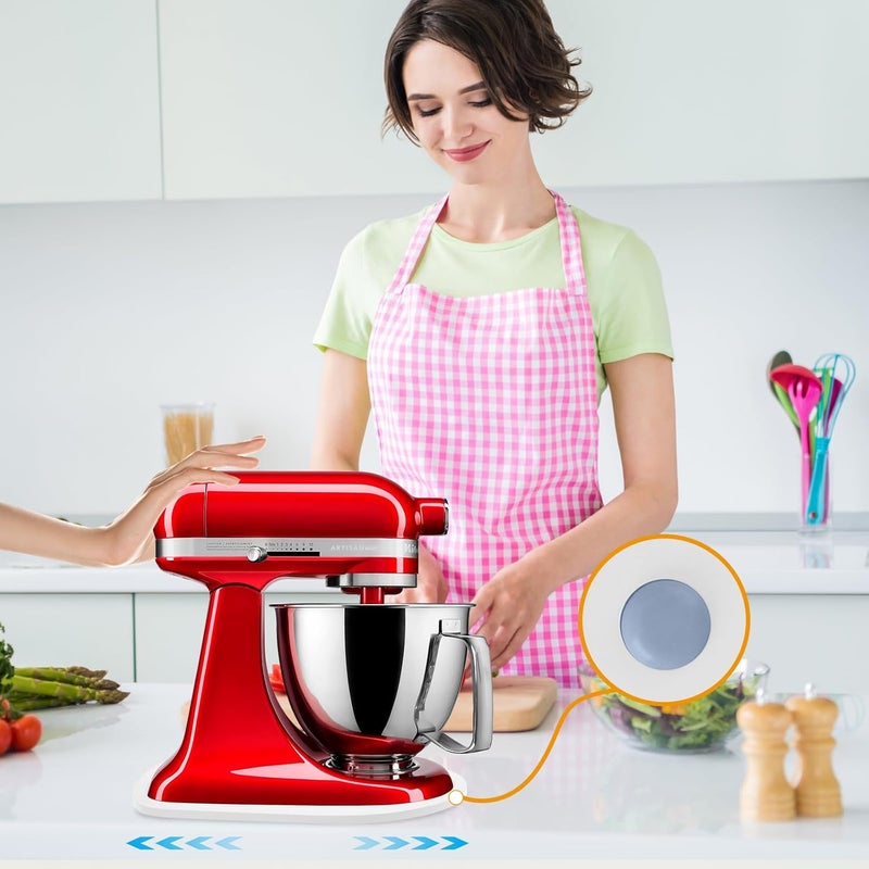 حصيرة منزلقة للخلاط من الخيزران لـ Tilt Head Kitchen Aid 4.5-5 Qt Stand Mixer، حصيرة منزلقة للأجهزة لـ Kitchenaid Artisan 4.5-5 Qt، ملحقات تخزين سطح المطبخ صينية نقل الخلاط، أبيض - Image 5
