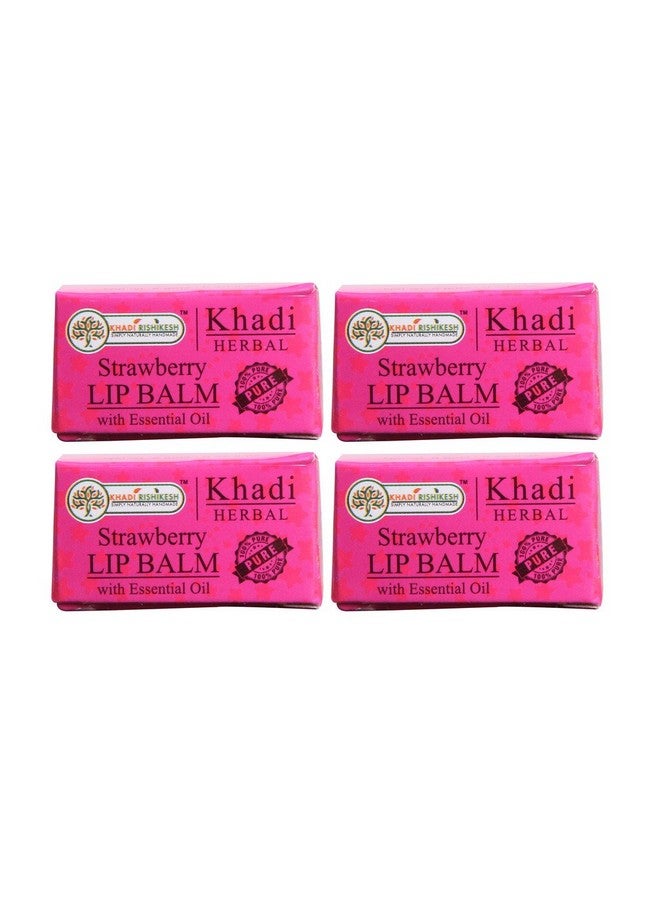KHADI RISHIKESH Herbal Strawberry Lip Balm Combo Set Pack Of - 8GM x 4 (32Gm) - Image 1