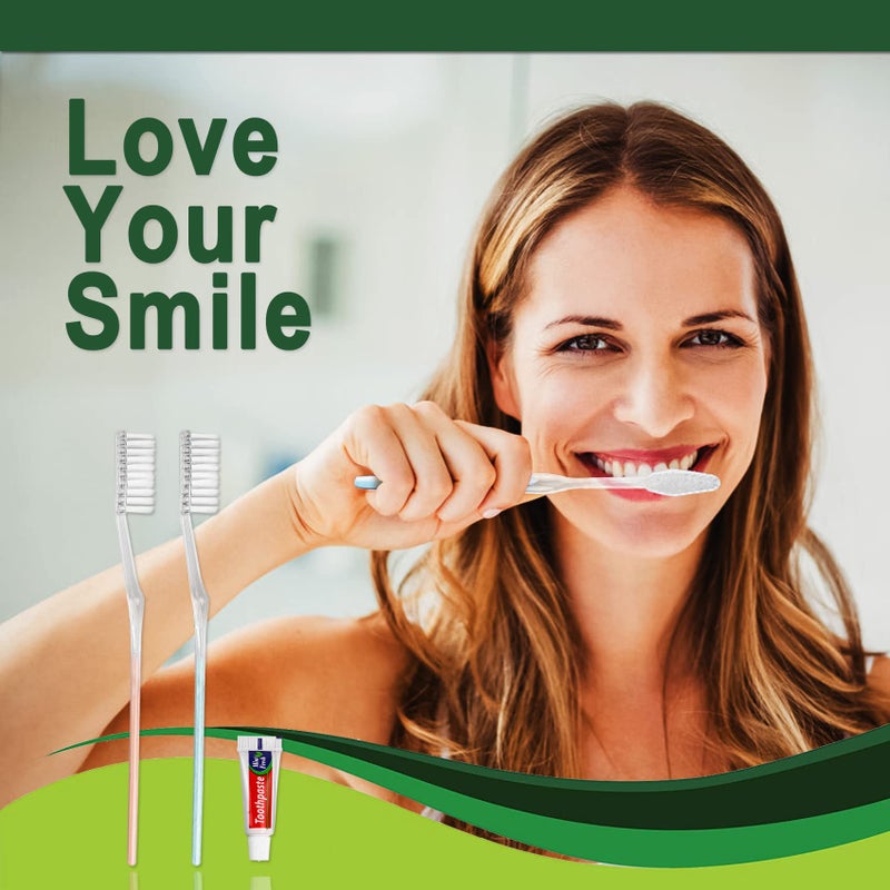 HQSLsund 30 Pack Disposable Toothbrushes with Toothpaste, Individually Wrapped Bulk Medium Soft Bristle Tooth Brush Manual Travel Toothbrush Kit Bulk, White, 0.5 kilograms - Image 3