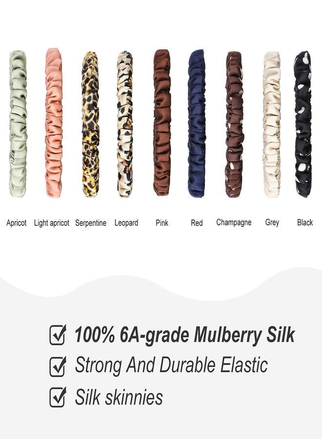 Chuangdi 9 Pieces Silk Scrunchies for Hair Silk Hair Ties Scrunchies for Women Girls Elastic Ponytail Holders(Vivid Style,Dark Colors) - Image 2