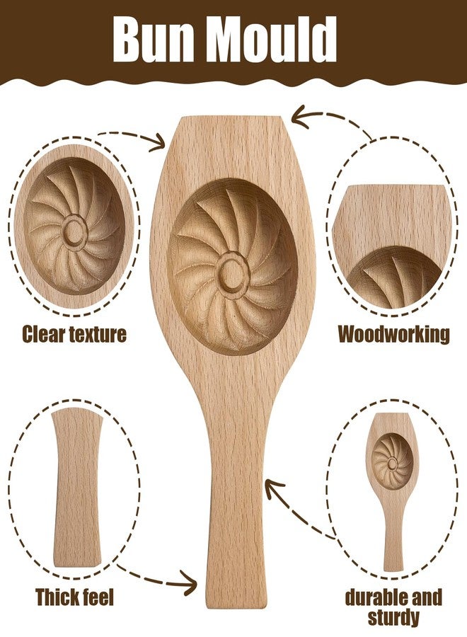 WOPPOW Wooden Bao Bun Maker Diy Steamed Bun Mold, Traditional Baozi Maker Mold for Handmade Steamed Buns, Wood Dumpling Pastry Mould Baking Tool - Image 3