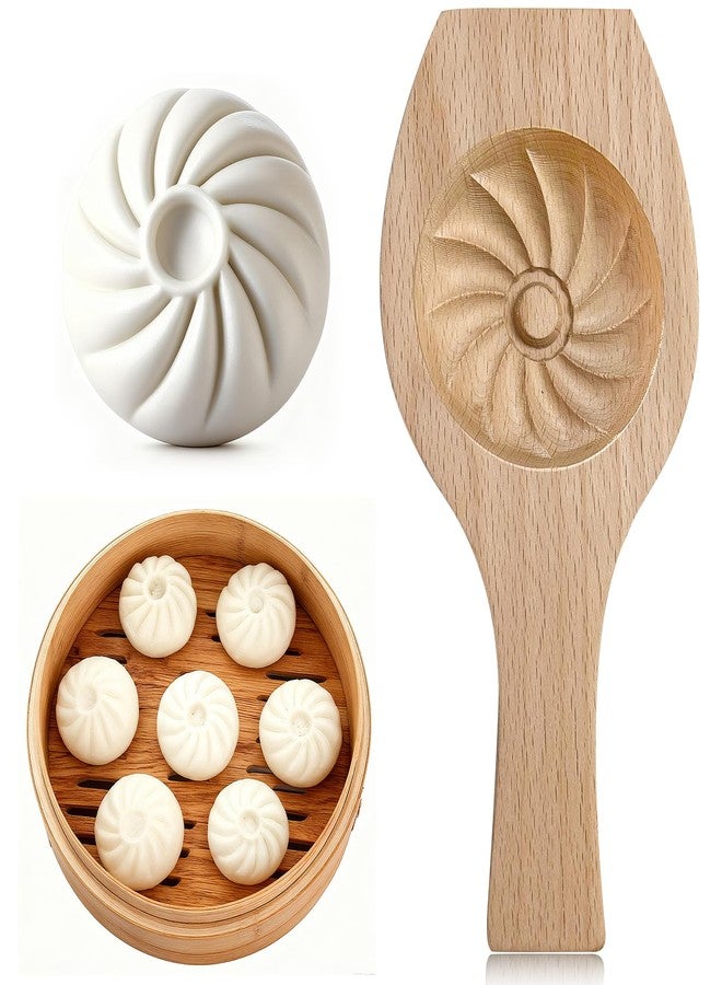 WOPPOW Wooden Bao Bun Maker Diy Steamed Bun Mold, Traditional Baozi Maker Mold for Handmade Steamed Buns, Wood Dumpling Pastry Mould Baking Tool - Image 1