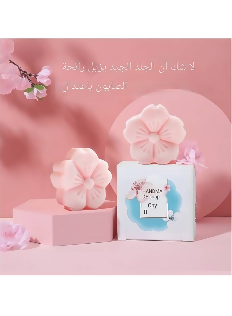 Shuer Plant Essential Oils, Cherry Blossom Perfume Soap, Refreshing Fragrance, Bath Soap, Face And Makeup Remover, The Whole Body Can Be Used To Leave A Fragrance Handmade Soap - Image 1