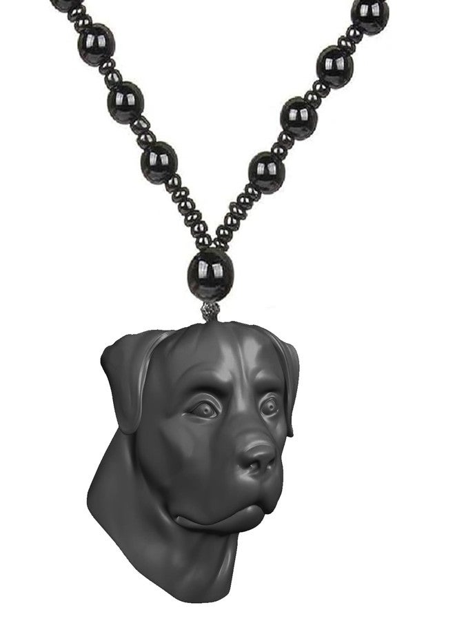 Mudtale Dog Pendant Necklace for Men Boys - Pet-Inspired Black Beaded Chain Mala, Handmade Jewelry Gift for Dog Owners, Animal Lovers, Casual Streetwear Charm, Friendship Symbol