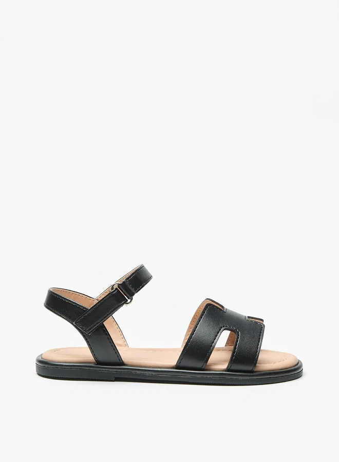 Flora Bella By Shoexpress Textured Sandals with Hook and Loop Closure
