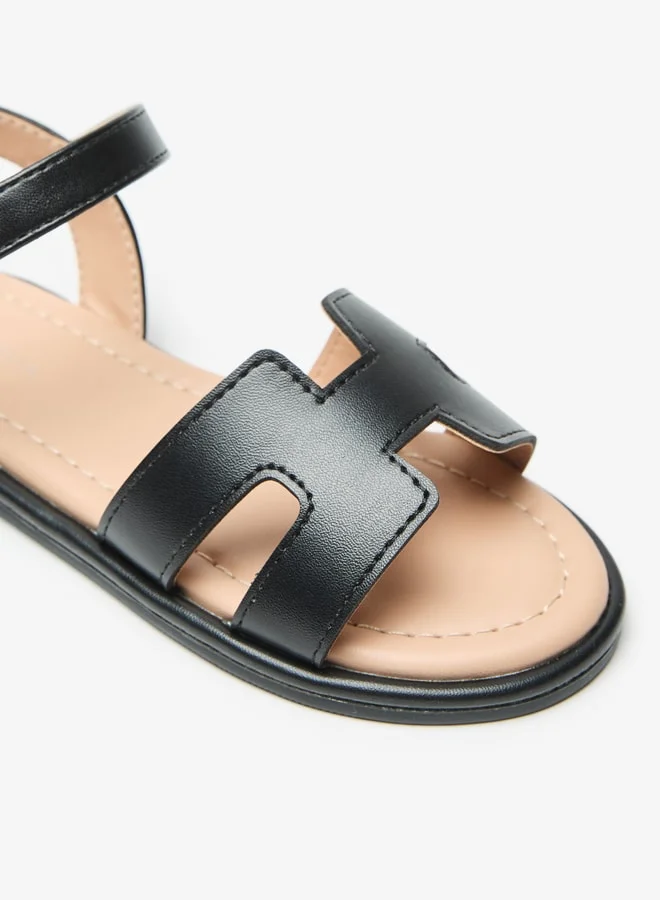 Flora Bella By Shoexpress Textured Sandals with Hook and Loop Closure