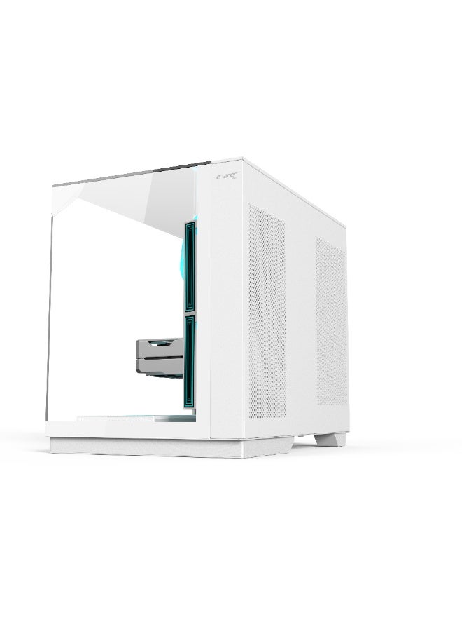 أيسر كيس كمبيوتر V330WH، كيس كمبيوتر ATX، لوح زجاج مقسّى أمامي وجانبي، 6 مراوح RGB مثبتة مسبقًا مع ريموت كنترول، هيكل فولاذ SPCC، 3 منافذ USB، يدعم لوحات ATX / M-ATX / ITX، كيس ألعاب أبيض - Image 2
