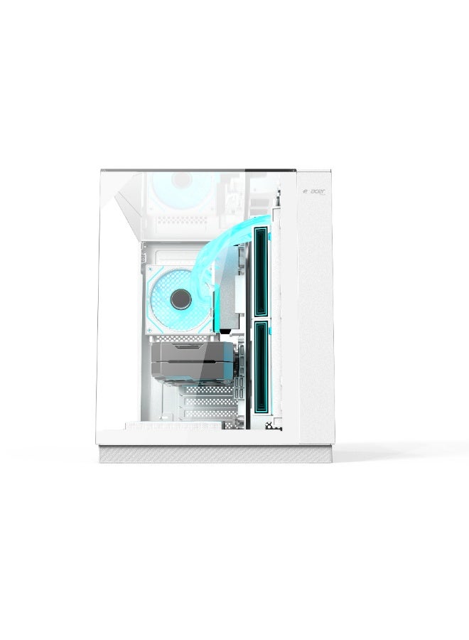 أيسر كيس كمبيوتر V330WH، كيس كمبيوتر ATX، لوح زجاج مقسّى أمامي وجانبي، 6 مراوح RGB مثبتة مسبقًا مع ريموت كنترول، هيكل فولاذ SPCC، 3 منافذ USB، يدعم لوحات ATX / M-ATX / ITX، كيس ألعاب أبيض - Image 4