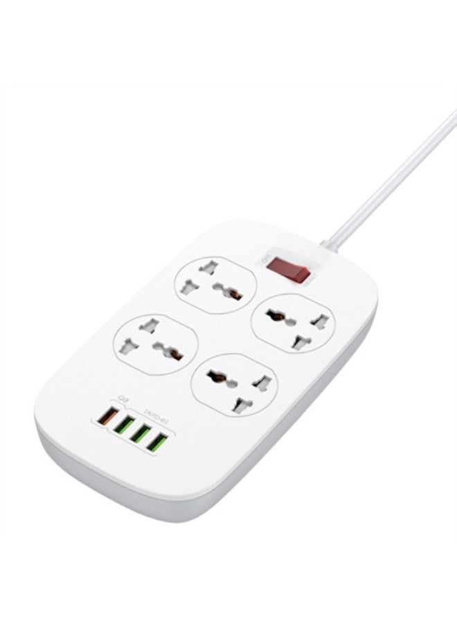 ريبنيو 4 مقابس طاقة ومنافذ USB بقوة 18 وات من سلسلة Defender، شريط طاقة 2500 وات مع منفذ USB QC، سلك طاقة شحن سريع، أبيض، 2 متر - Image 2