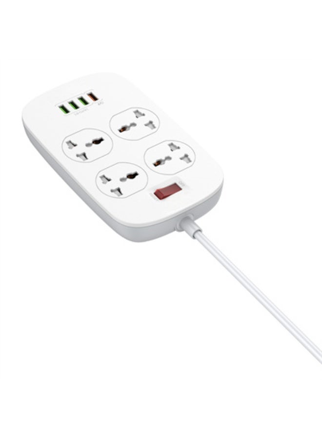 ريبنيو 4 مقابس طاقة ومنافذ USB بقوة 18 وات من سلسلة Defender، شريط طاقة 2500 وات مع منفذ USB QC، سلك طاقة شحن سريع، أبيض، 2 متر - Image 4