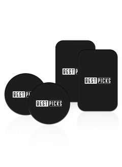 BESTPICKS Mount Metal Plate With Adhesive For Cradle Less Mount 4 Pack 2 Rectangle And 2 Round Black  - Image 1