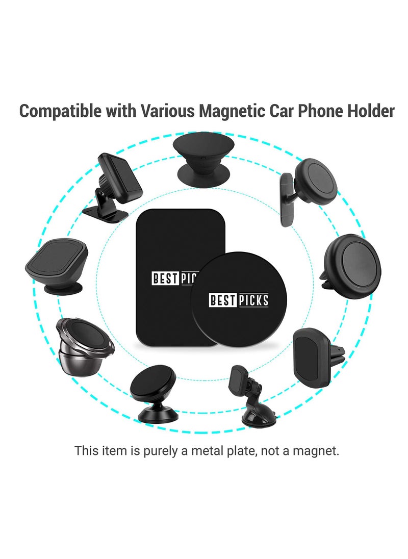 BESTPICKS - Mount Metal Plate With Adhesive For Cradle Less Mount 4 Pack 2 Rectangle And 2 Round Black - Image 1