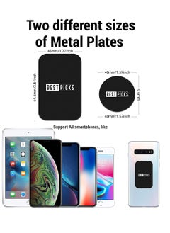 BESTPICKS Mount Metal Plate With Adhesive For Cradle Less Mount 4 Pack 2 Rectangle And 2 Round Black  - Image 3