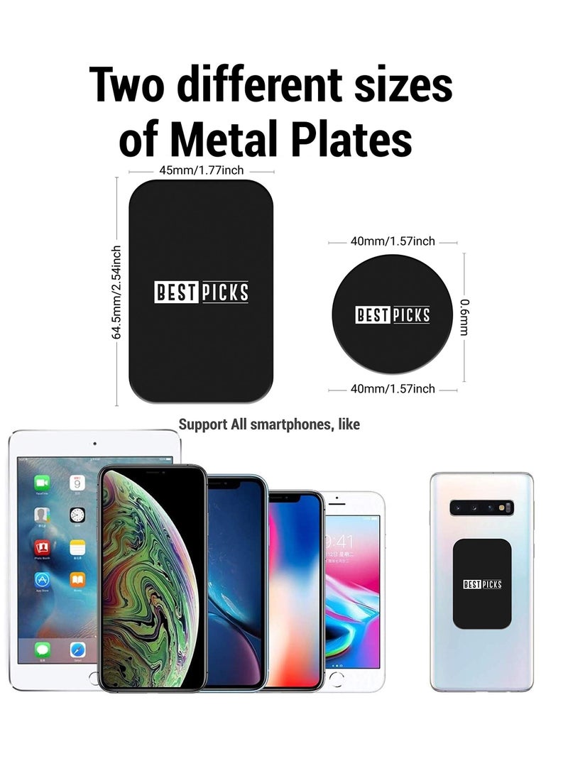 BESTPICKS - Mount Metal Plate With Adhesive For Cradle Less Mount 4 Pack 2 Rectangle And 2 Round Black - Image 1
